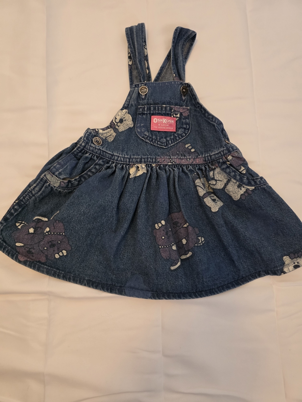 OshKosh Vintage Denim Elephant Print Skirt Overalls